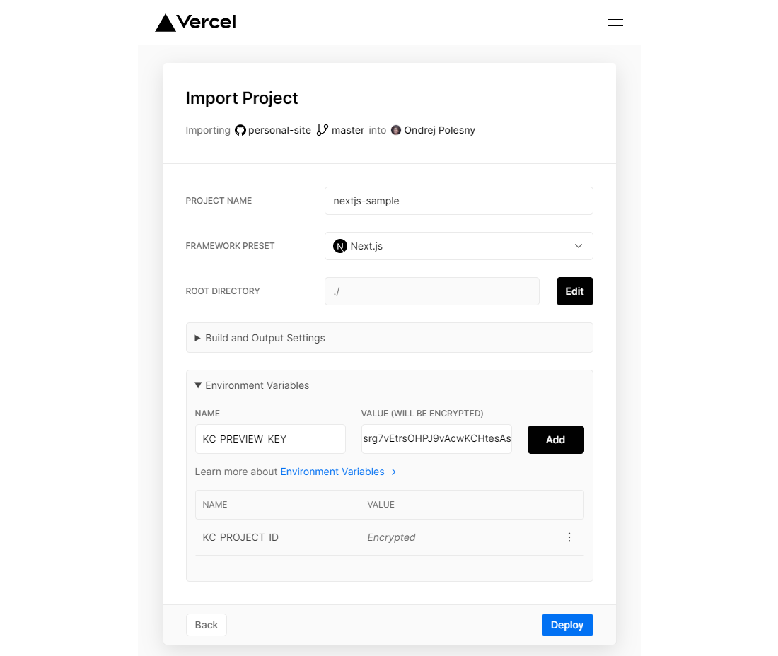 Vercel Import Project