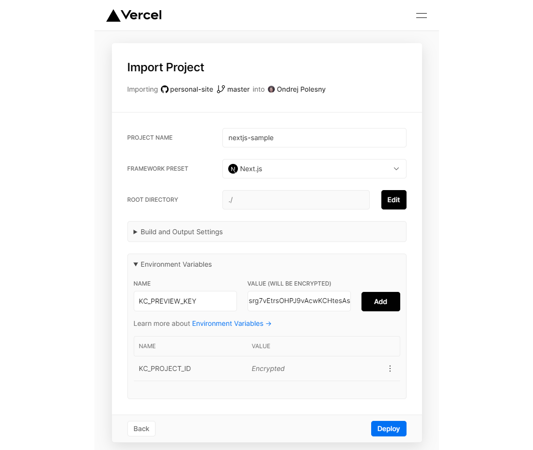 Vercel Import Project