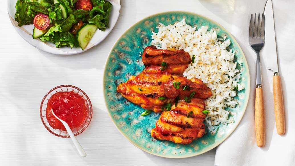 Poulet grillé à la gelée de piments rouges