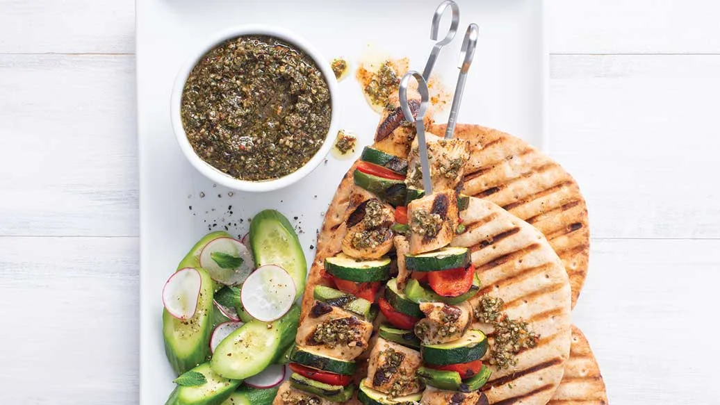 Portuguese Chicken & Veggie Kebabs