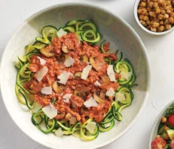 Easy Peasy Mushroom Bolognese with Zucchini Noodles