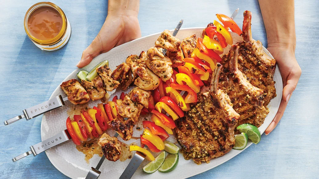Brochettes de poulet grillé érable et miso