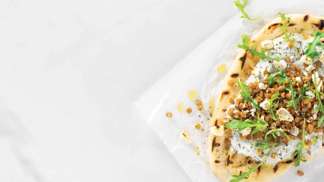 Lentil Souvlaki & Tzatziki Flatbread