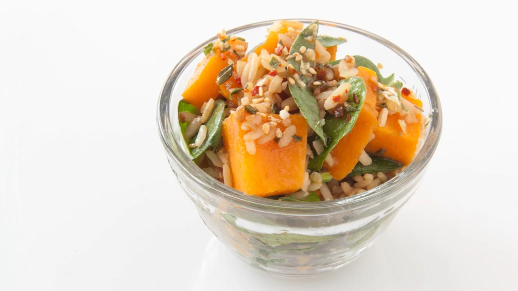Roasted Squash, Spinach & Rice Salad