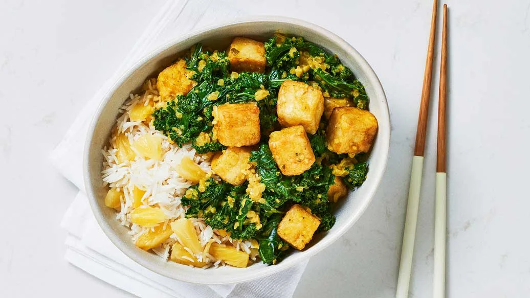 Cari de tofu et riz à l’ananas