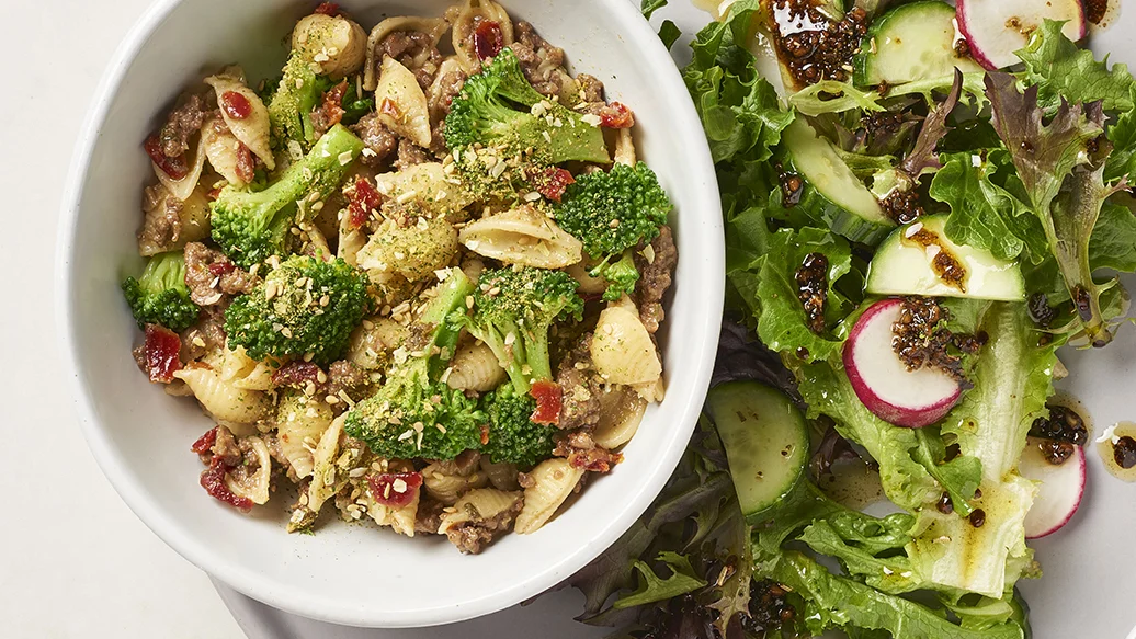 Pâtes bœuf et brocoli à l'étuveuse