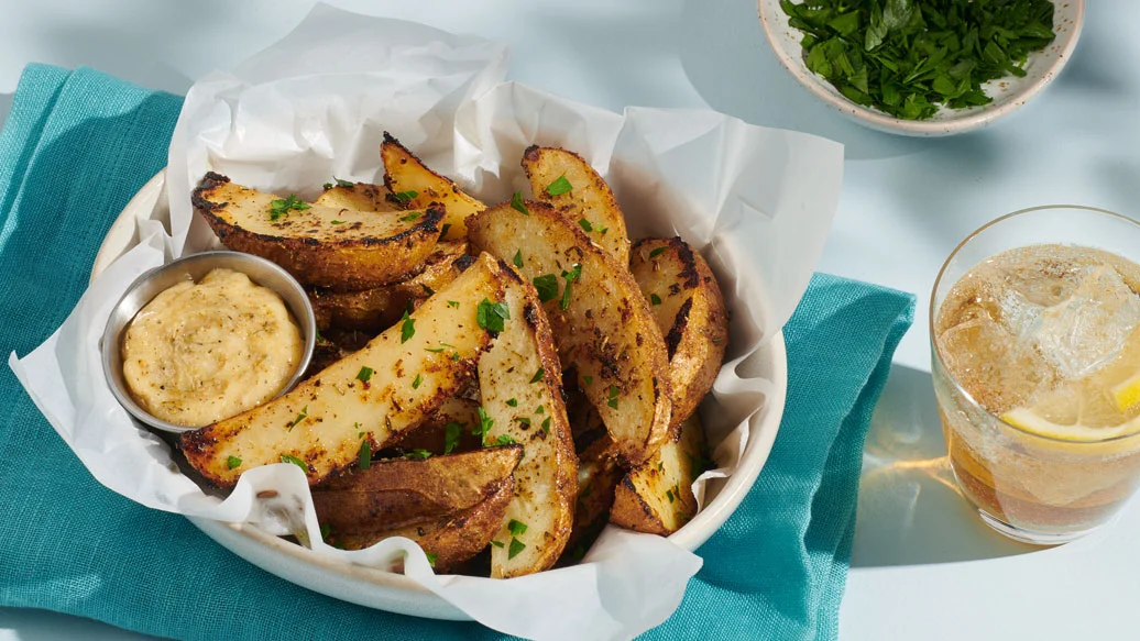 Lemon Garlic Potato Wedges