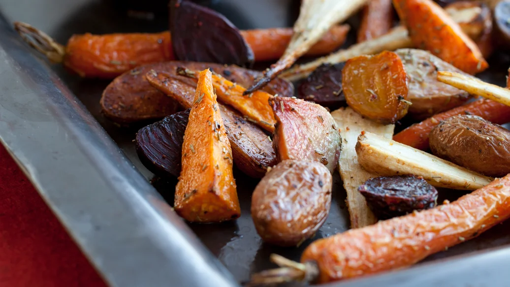 Roasted Root Vegetables with Saffron Garlic Aioli