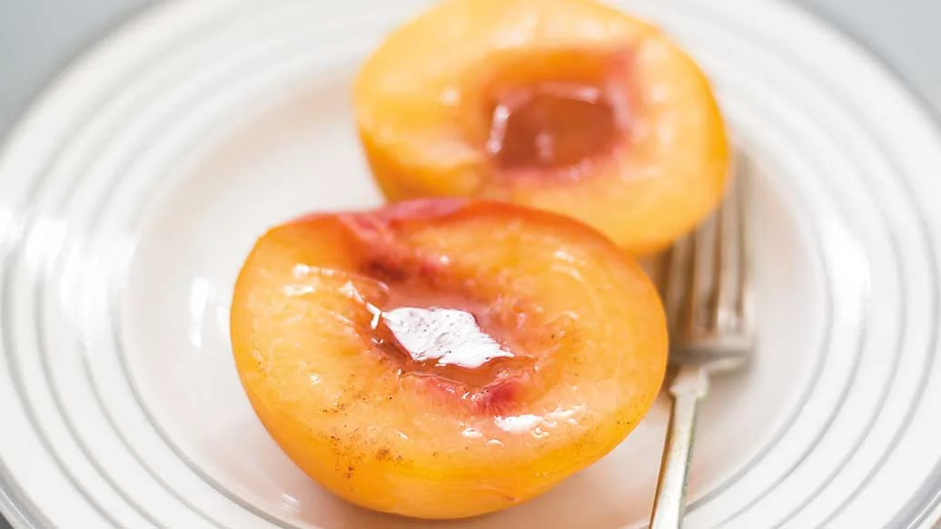 Peaches with Spiced Vanilla Syrup