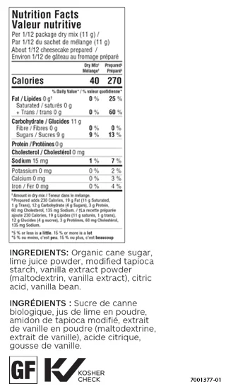 Citrus Lime No Bake Cheesecake Mix (single)