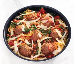 Spaghetti, Spinach & Meatballs