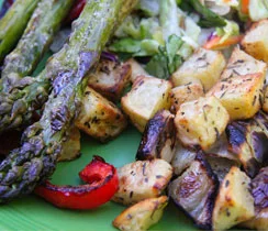 Grilled Mexican Asparagus, Pepper and Potato Salad
