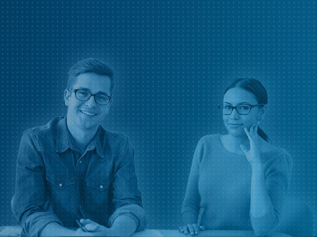 Solutions Tablet Hero Banner, Man and woman smiling 
