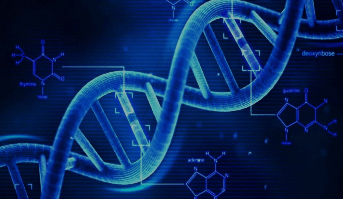 A blue helix of DNA