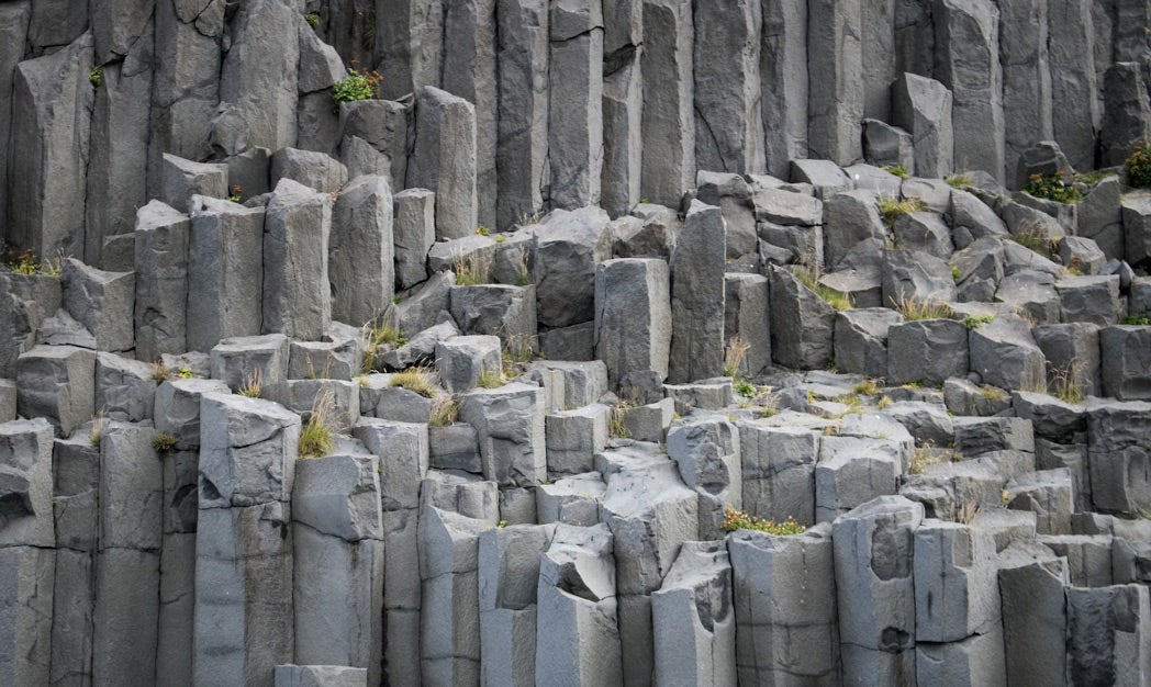 Basalt, shown here in a columnar formation, can be crushed and spread for enhanced weathering CDR.
