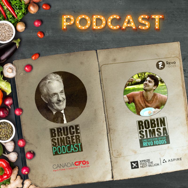 The word Podcast above a book with pictures of Bruce Singer and Robin Simsa