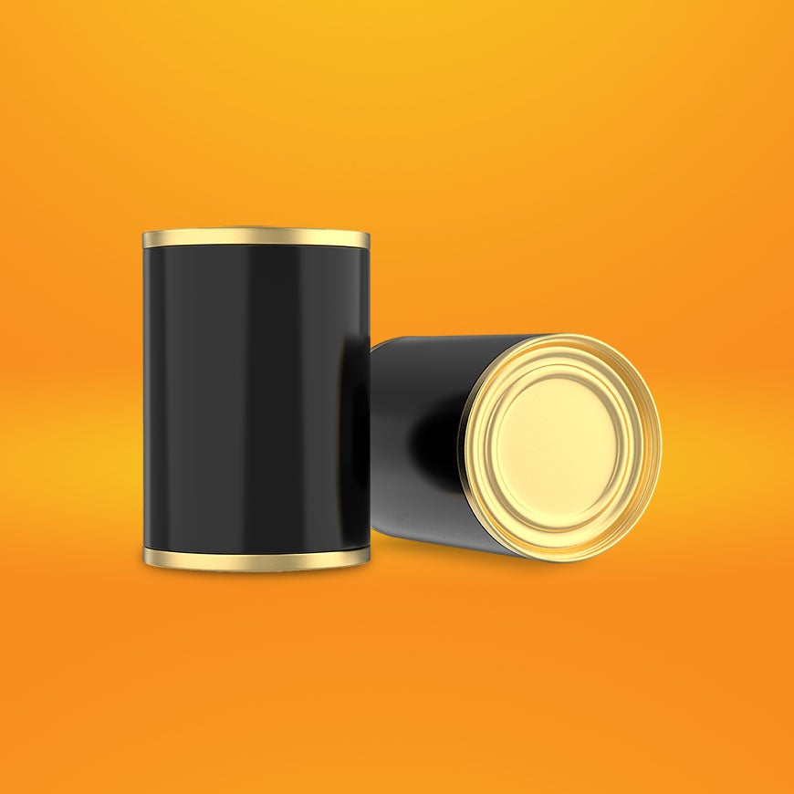 Black and gold cans
