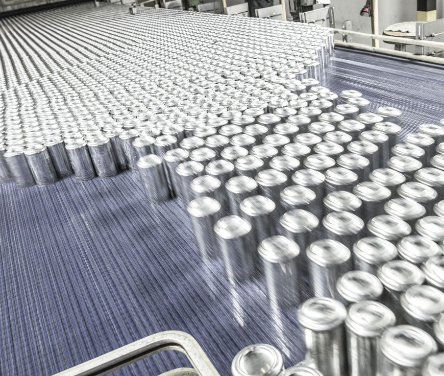 cans in a factory