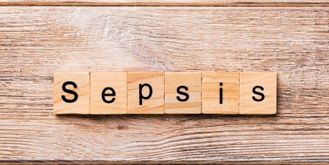 The word sepsis is written in block letters