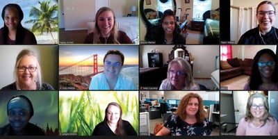 Centralized Scheduling team members smile and show their support for patients.