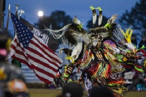 Tribal dance of Poarch Creek Indian at annual Thanksgiving Pow Wow