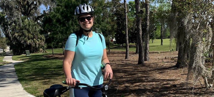 Shelby riding a bike