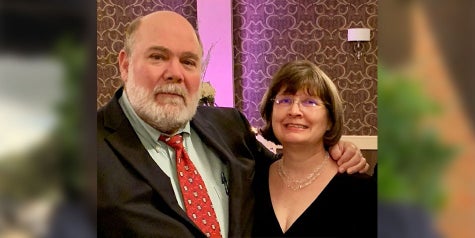 Pictured is Liz Liggett next to her husband, Hamp - smiling faces