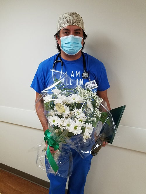 Sergio Torres, R.N., a nurse in the Baptist Hospital cardiovascular intensive care unit (CVICU), has been honored with the DAISY Award for Extraordinary Nurses.