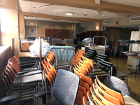 Image of hospital furniture and equipment ready for donating.