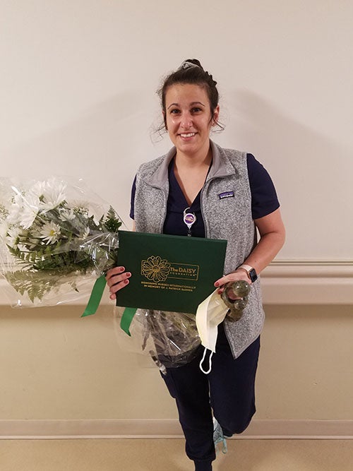 Gulf Breeze Hospital nurse Sarah Shehadi presented Daisy Award.