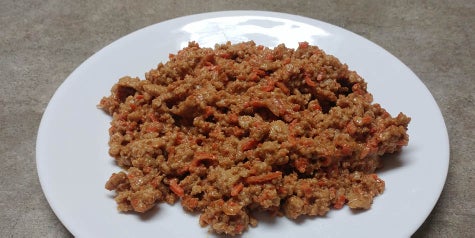 Ground chicken flavored with peanut butter and Thai spices