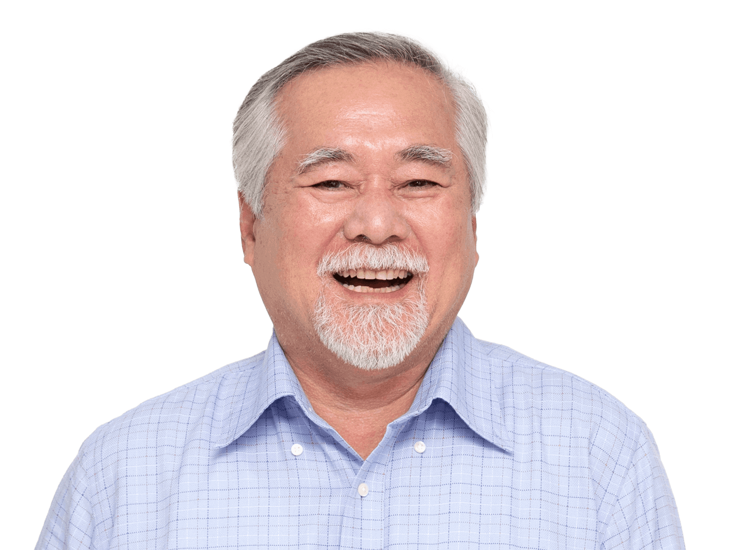 man in blue shirt