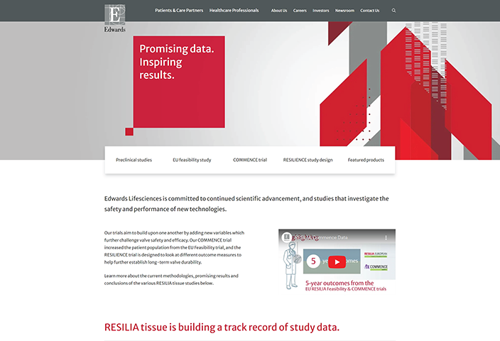 Inspiring Results RESILIA Tissue Clinical Data Page