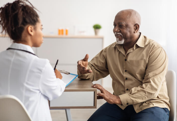 Patient speaking with doctor