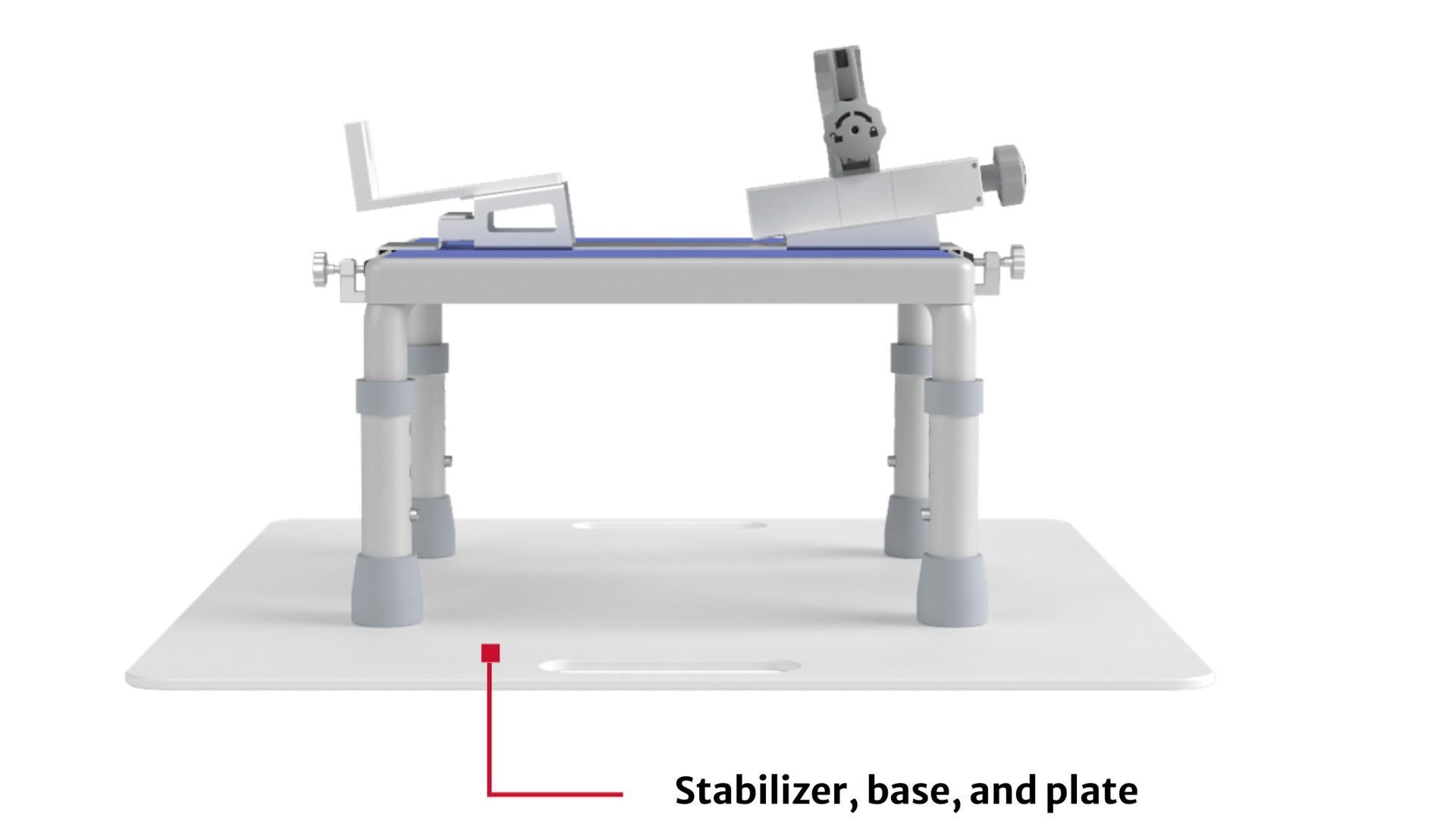 Stabiliser, base, and plate