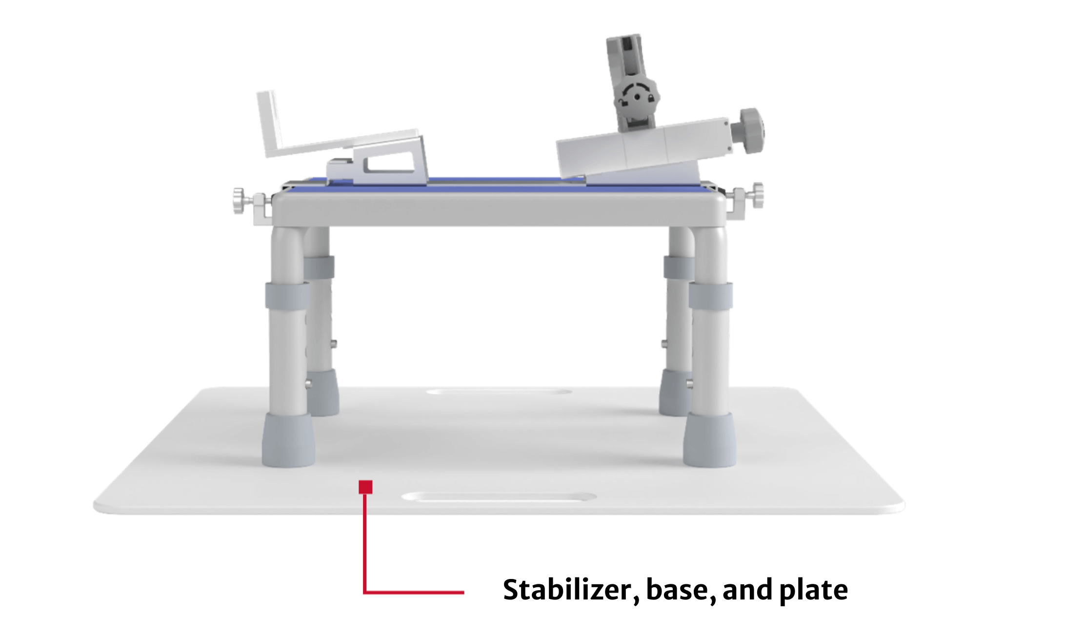Stabiliser, base, and plate