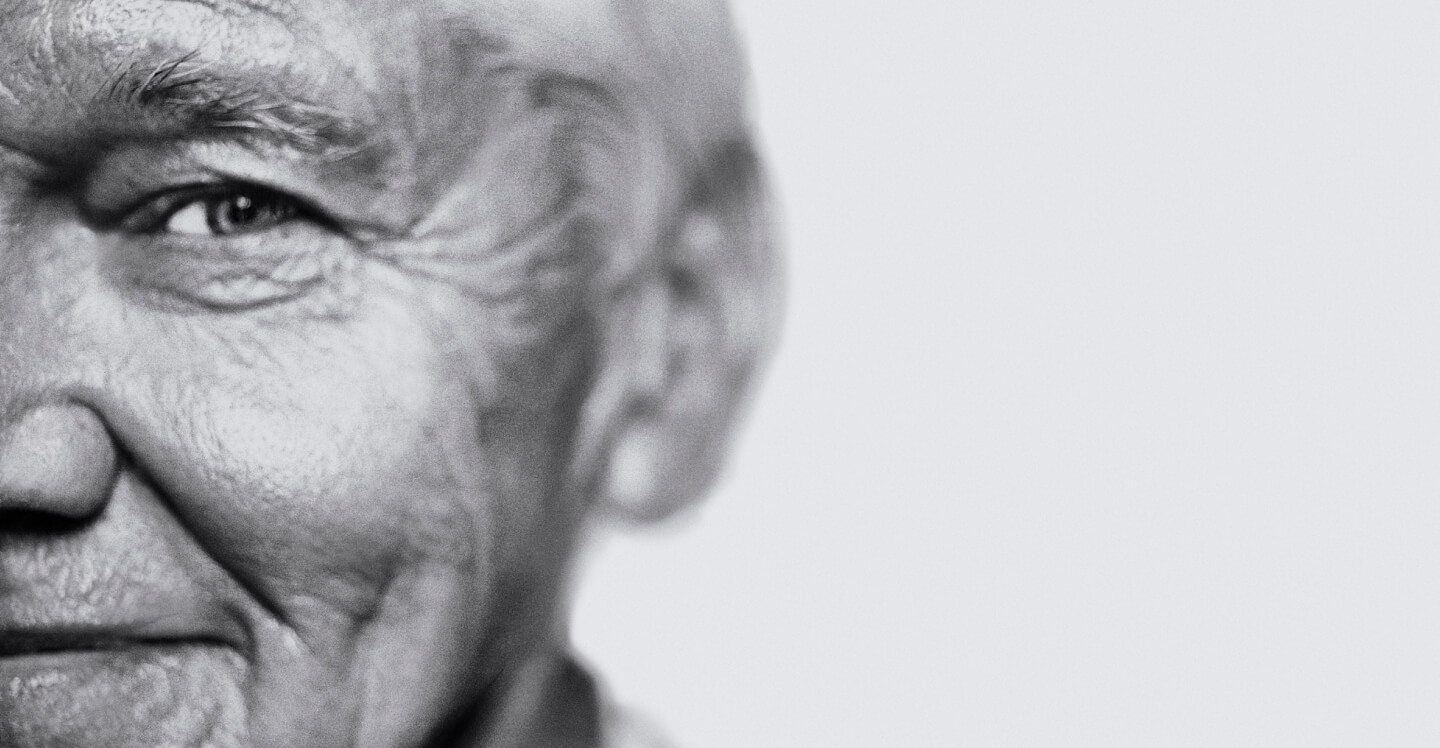 half face of old man