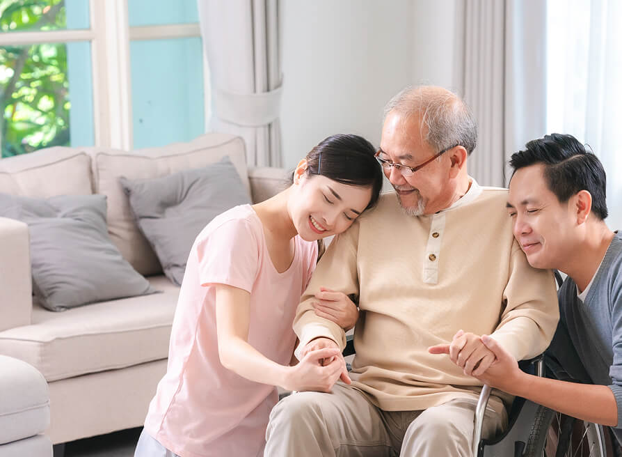 Family hugging each other