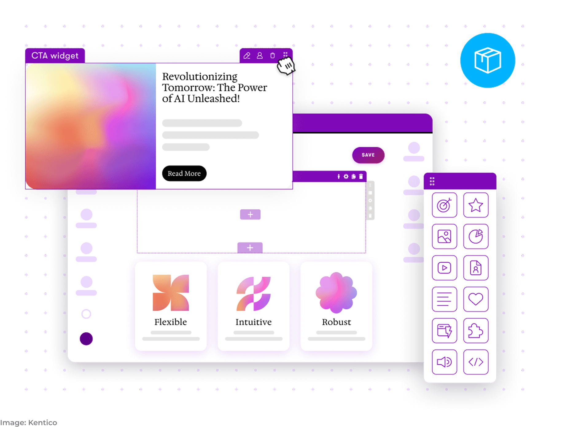 Illustration of Kentico CMS features