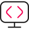 Code brackets on a monitor screen icon