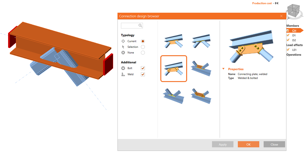 Voorstel voor uw huidige verbinding op basis van uw topologie in IDEA CONNECTION
