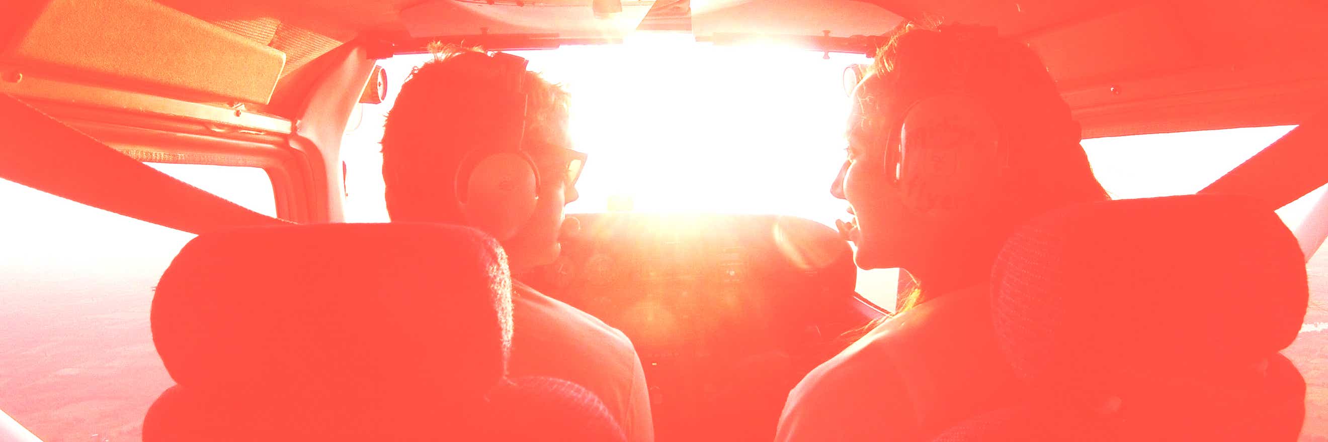 Two pilots sitting in a cockpit