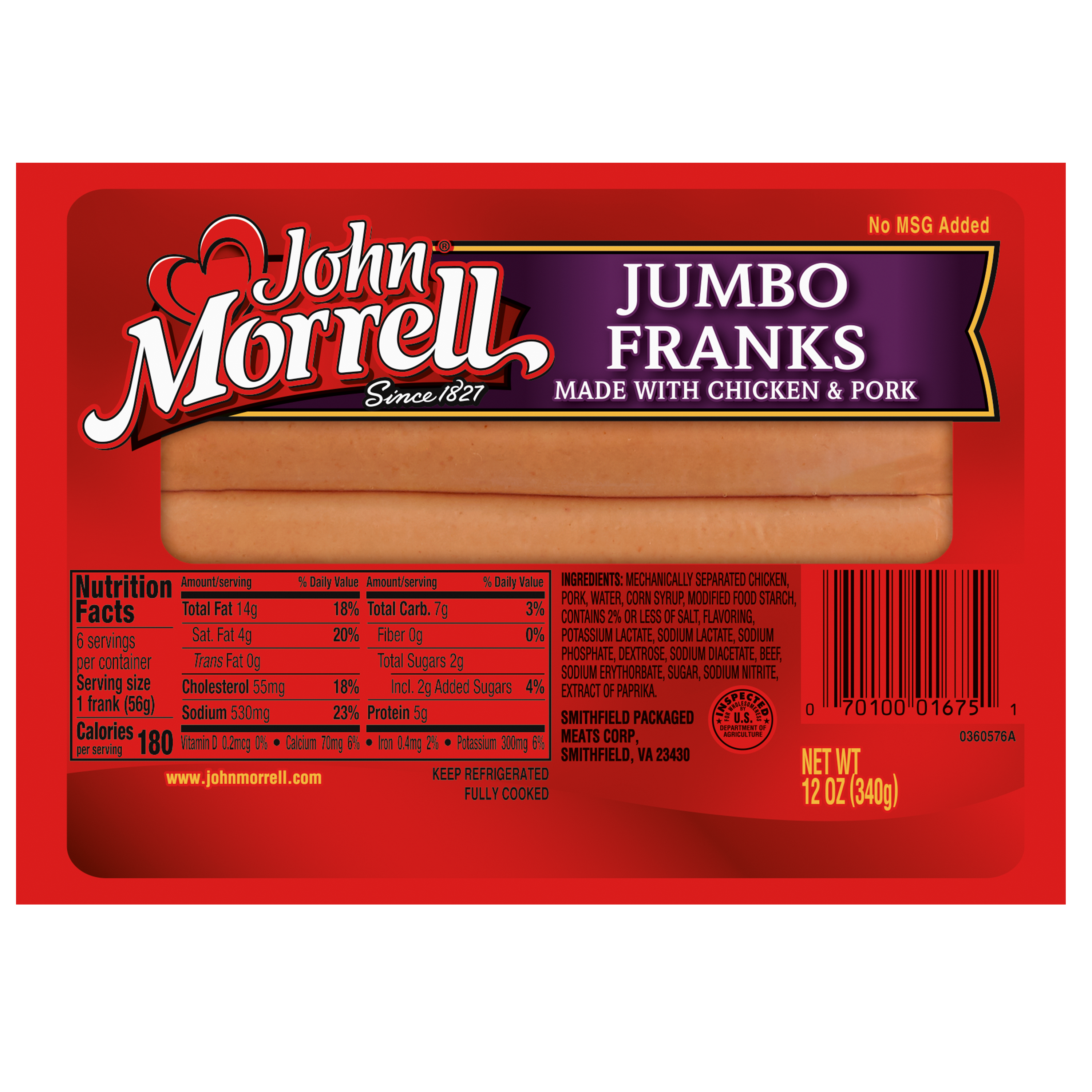 Jumbo Franks made with Chicken and Pork - 12 oz.