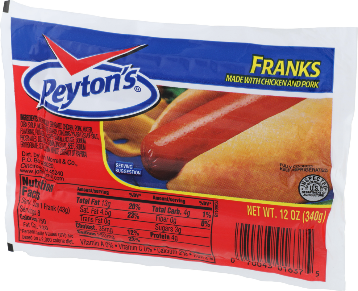 Peyton's Franks made with Chicken and Pork - 12 oz.