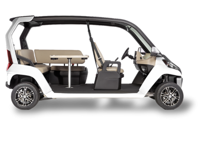A white Club Car CRU