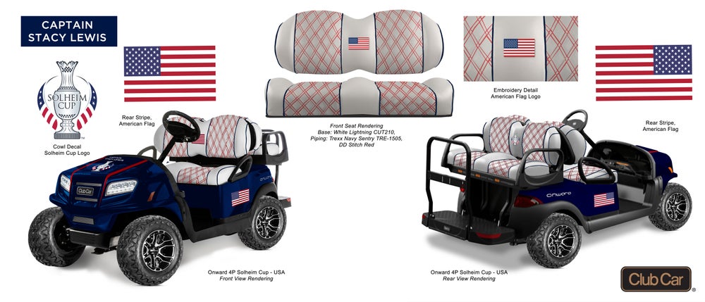 Designs for the U.S. Captain's golf cart in the 2024 Solheim Cup.