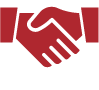 Red hand shake icon
