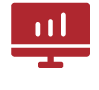 Red computer with graph icon