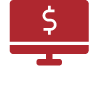 Red computer with dollar sign icon
