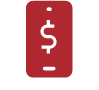Red mobile phone with dollar sign icon